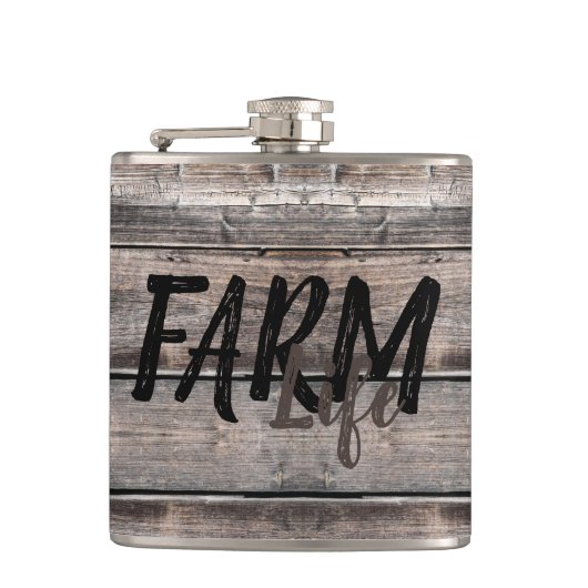 Rustisch BOERDERIJ LIFE in script | Heupfles (Voorkant)