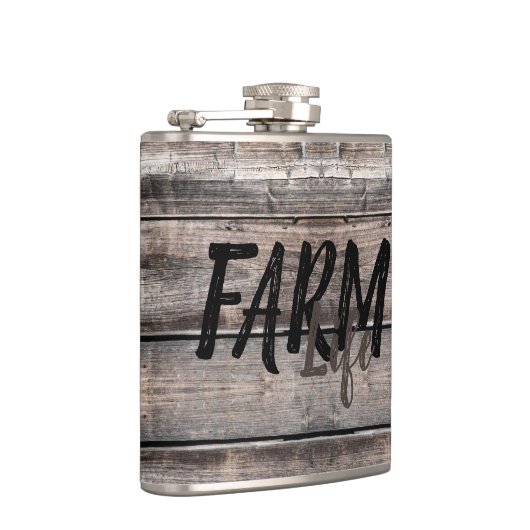 Rustisch BOERDERIJ LIFE in script | Heupfles (Rechts)