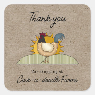 Rustisch Boerderij Rooster Chicken Label