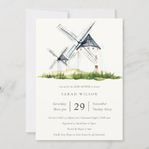 Rustisch Boerderij Windmill Theme Baby shower Invi Bedankkaart