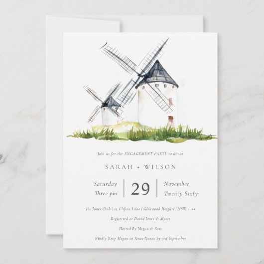 Rustisch Boerderij Windmill Theme Verloving Invite Bedankkaart (Voorkant)