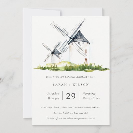 Rustisch Boerderij Windmill Theme Vow Renewal Invi Bedankkaart (Voorkant)