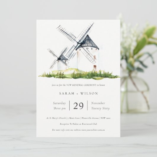Rustisch Boerderij Windmill Theme Vow Renewal Invi Bedankkaart (Staand voorkant)