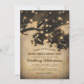 Rustisch Boom Lights Wedding Kaart (Voorkant)