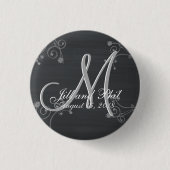 Rustisch Chalkboard 3d Monogram Ronde Button 3,2 Cm (Voorkant)