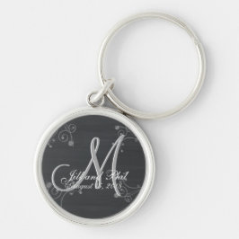 Rustisch Chalkboard 3d Monogram Sleutelhanger