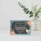 Rustisch Chalkboard Blue Wood Chicken Boerderij Visitekaartje (Staand voorkant)