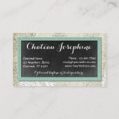 Rustisch  Chalkboard Geplakt Aqua op Damask Visitekaartje (Achterkant)