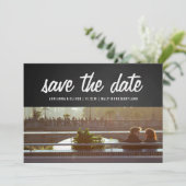 Rustisch Chalkboard slaat de datum op | Paar foto Save The Date (Staand voorkant)
