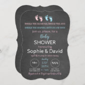 Rustisch Chalkboard Twins Baby shower Kaart (Voorkant / Achterkant)