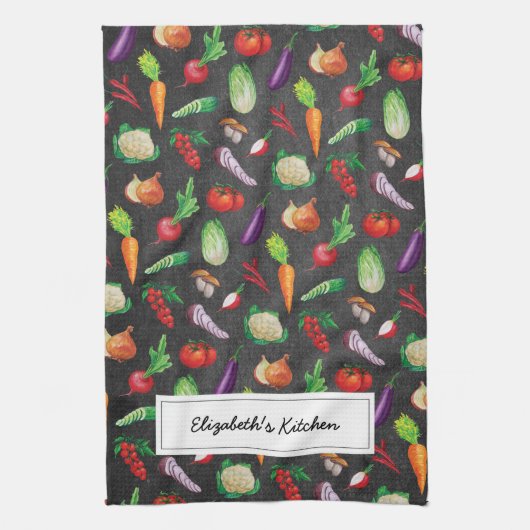 Rustisch Chalkboard | Verse groenten Theedoek (Verticaal)