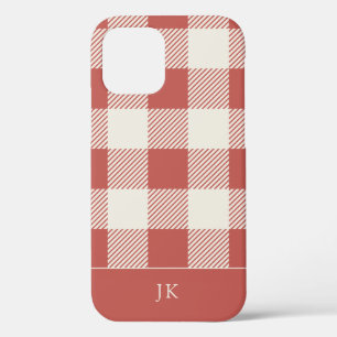 Rustisch Chic Red Pset Monogram iPhone 12 Hoesje
