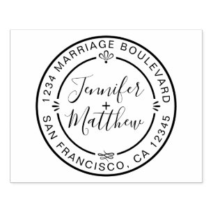 Rustisch Chinees Monogram Namen Ronde Adres van de Rubberstempel