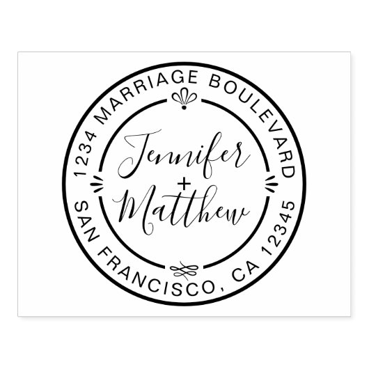 Rustisch Chinees Monogram Namen Ronde Adres van de Rubberstempel (Afrduk)