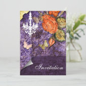 Rustisch Chinees Paars  Roos bruiloft Kaart (Staand voorkant)