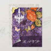 Rustisch Chinees Paars  Roos bruiloft Uitnodiging Briefkaart (Voorkant / Achterkant)