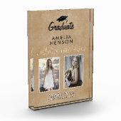 Rustisch Elegant Gold Ornament Afstuderen 2 Fotoblokken (Links)