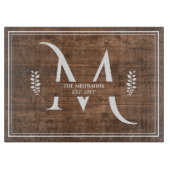 Rustisch en elegant Monogram Faux Hout Snijplank (Voorkant)
