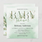 Rustisch Eucalyptus Gold Baby shower Kaart (Voorkant / Achterkant)