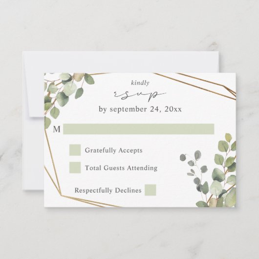Rustisch Eucalyptus & Gold Lijst op RSVP V2 (Voorkant)