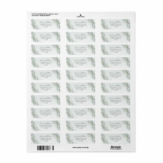Rustisch Eucalyptus Sage Green Address Label (Full Sheet)