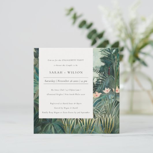 Rustisch Exotic Tropical Forest Verloving Invite Bedankkaart (Staand voorkant)