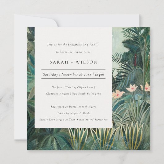 Rustisch Exotic Tropical Forest Verloving Invite Bedankkaart (Voorkant)