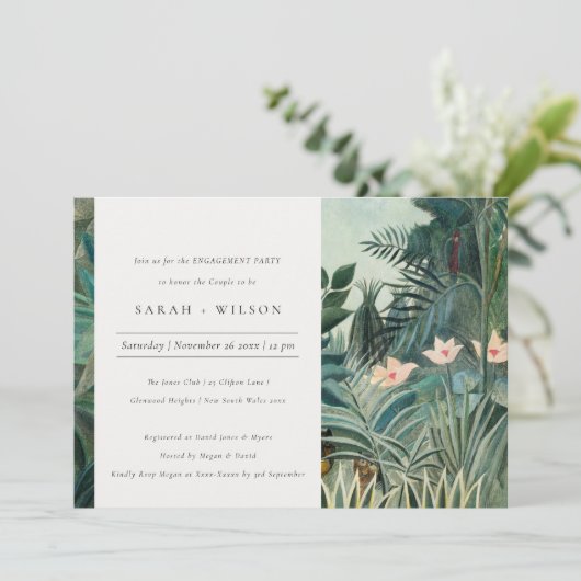 Rustisch Exotic Tropical Forest Verloving Invite Bedankkaart (Staand voorkant)