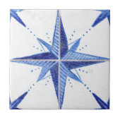 Rustisch Farmhouse Blue White Star Chic Pattern Tegeltje (Voorkant)