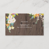 Rustisch Faux-hout met kleurrijke bloemen Visitekaartje (Achterkant)