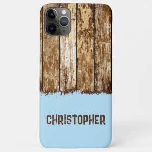 Rustisch faux-hout: naam bruin en blauw iPhone 11 pro max hoesje