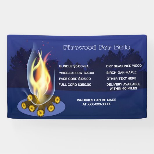 Rustisch Firewood personaliseren voor verkoop bund Spandoek (Horizontaal)