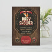 Rustisch Fox Baby shower  Chalkboard & Wood Kaart (Staand voorkant)