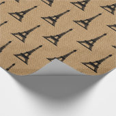 Rustisch Frans Burlap Paris Eiffel Tower Pattern Cadeaupapier (Hoek)