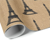 Rustisch Frans Burlap Paris Eiffel Tower Pattern Cadeaupapier (Rol Hoek)