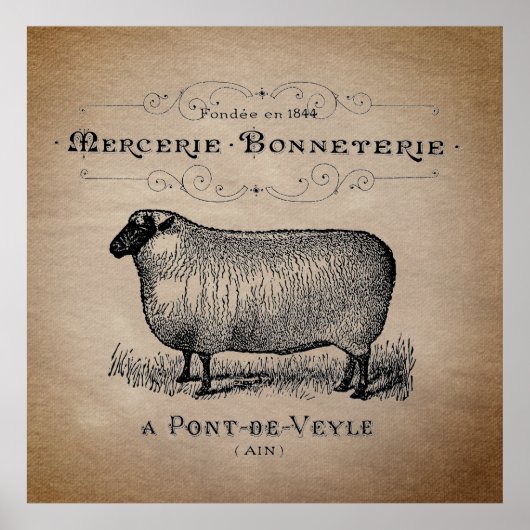 Rustisch Frans Land Sheep Typography Farmhouse Poster (Voorkant)