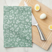 Rustisch Frans Sage Green Floral Pattern Theedoek (Quarter Fold)
