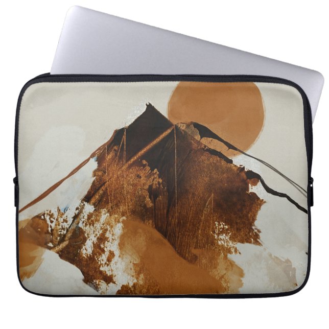 Rustisch gebilderd berglandschap laptop sleeve (Voorkant)