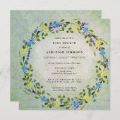 Rustisch geel en blauw Baby shower Kaart (Voorkant / Achterkant)