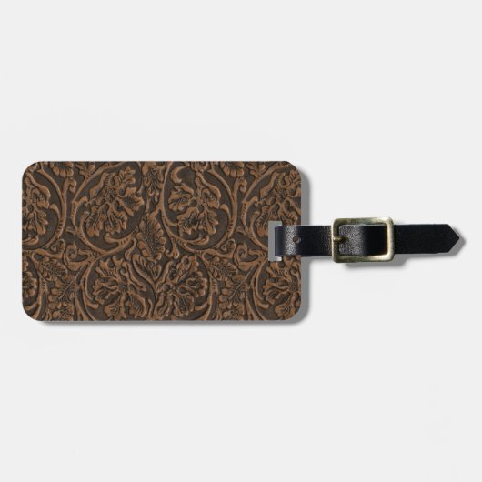 Rustisch gegaufreerd leder bagagelabel (Voorkant horizontaal)