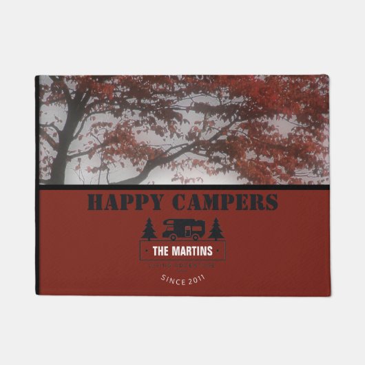 Rustisch gepersonaliseerd | Camping RV Happy Campe Deurmat (Voorkant)