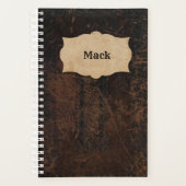 Rustisch gesneden leder (look) op maat planner (Voorkant)