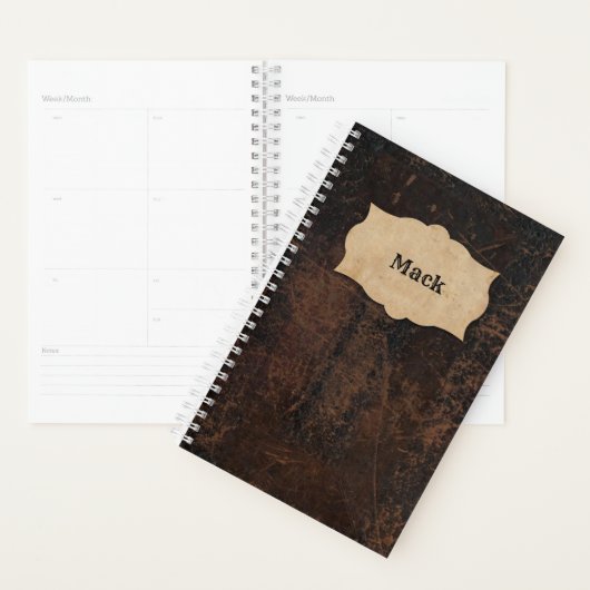 Rustisch gesneden leder (look) op maat planner (Display)
