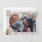 Rustisch Gold Pink kerstfeestdag Verloving Aankondigingskaart (Voorkant / Achterkant)