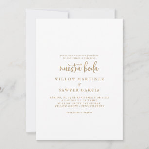 Rustisch Gold Script Spaans Nuestra Boda Kaart