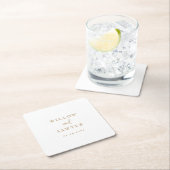 Rustisch Gold Script Wedding Square Paper-Onderzet Vierkante Kartonnen Onderzetter (Insitu)