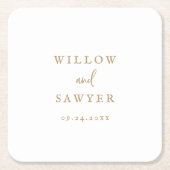 Rustisch Gold Script Wedding Square Paper-Onderzet Vierkante Kartonnen Onderzetter (Voorkant)