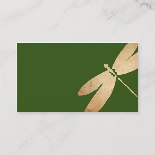 Rustisch groen-dragonfly-perkamentpapier visitekaartje (Achterkant)