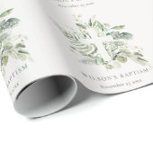Rustisch Groen Eucalyptus Fern Foliage Cross Bapti Cadeaupapier (Rol Hoek)