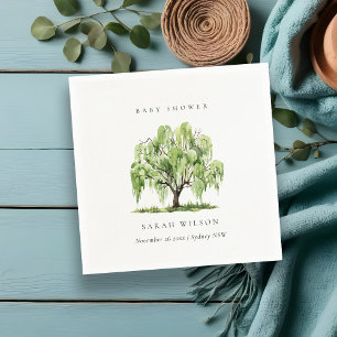 Rustisch groen Waterverf Willow Tree Baby shower Servet